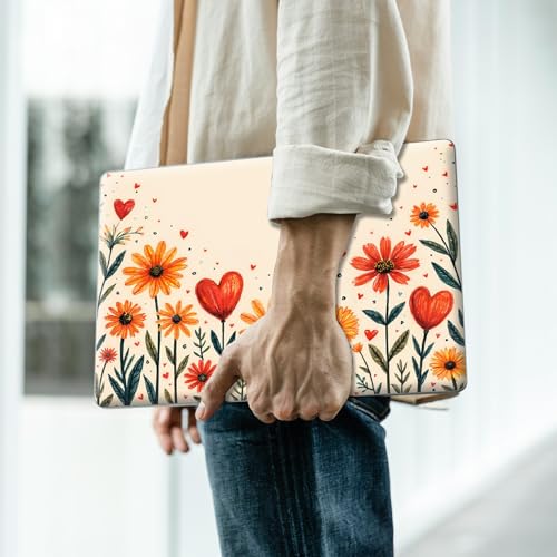 Reusable Universal Laptop Skin Sticker, Cut to Fit for 11.6–15.6 Inch Laptops, Waterproof Protective Film, No-Residue - Heart Flowers - color: Heart Flowers