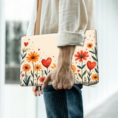 Reusable Universal Laptop Skin Sticker, Cut to Fit for 11.6–15.6 Inch Laptops, Waterproof Protective Film, No-Residue - Heart Flowers - color: Heart Flowers