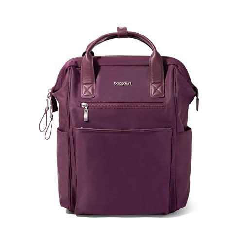 Baggallini Soho Backpack - Travel Laptop Backpack for Women - Lightweight Water-Resistant Luggage Bag, Mulberry - color: Mulberry