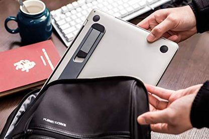 Portable Laptop Riser–Self-Adhesive Aluminum Foldable Laptop Stand | Laptop accessories for desk non skid non slid - color: Space Grey