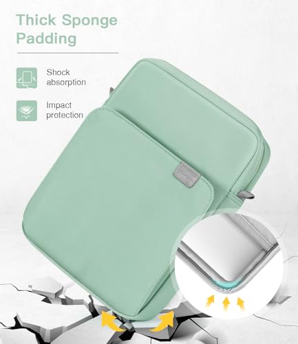 MoKo 9-11 Inch Tablet Sleeve Bag Handle Carrying Case with Shoulder Strap | Fits iPad Pro/Air/A16 11-inch, iPad 10th 10.9, iPad 9/8/7th 10.2, iPadAir 5/4th 10.9 and Tab S8/S9 11-inch, Cyan - color: Dark Green, size: 9-11 inch