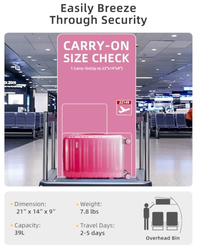 LARVENDER Carry on Luggage Sets 3 Piece, 20 Inch Suitcases, Berry Sparkling | 22x14x9 Airline Approved, Gradient PC+ABS Hardshell, Smooth 360° Wheels, TSA Lock, 3-Piece Set with Color-matched Backpack - color: Berry Sparkling 20BP, size: 3 Piece Set (Back