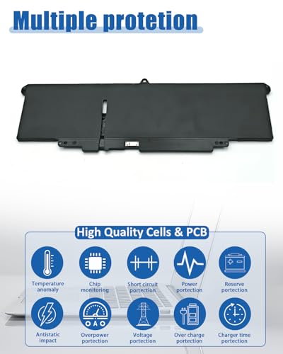 57Wh 66DWX 86D0Y 0HYH8 Battery for Dell Latitude 7340 7350 7440 7450 7640 7650 & P126F P126F001 P175G P175G001 P178G P179G - size: 10.02*3.14*0.24 inch 66DWX-01