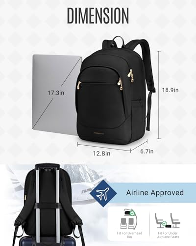 Travel Laptop Backpack for 17.3" laptop, Anti Theft Backpack with USB Charging Hole, Water Resistant College Bookbag, Large Capacity Computer Backpacks for Work, Black | Laptop Backpack, USB Charging Hole, Water Resistant, Large Capacity, College Bookbag