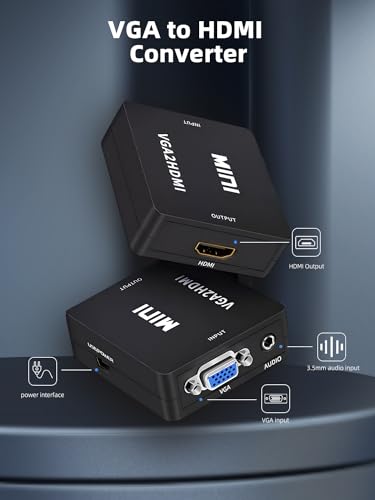 VGA to HDMI Adapter with Audio, VGA to HDMI Converter, for Computer/Laptop to Monitor/TV