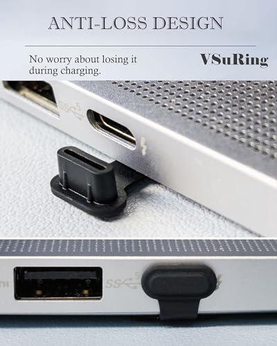 5Pcs USB C Dust Plug Silicone Detachable Adhesive Anti-Lost Anti Dust Plug Cover Compatible with iPhone 17/16/15 Galaxy S25/S24/ Note 20/ Z Fold6/ Pixel 9 Moto Edge+ Type C Port Device