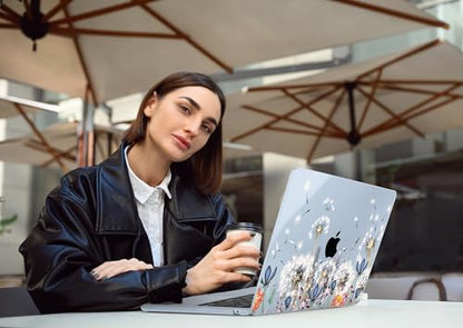 DONGKE for MacBook Air 13 Inch Case M5 2026 M4 2025 M3 M2 2024-2022 A3449 A3240 A3113 A2681, Plastic Hard Shell & Keyboard Cover & Screen Film for MacBook Air 13.6 Inch Case - Dandelion - color: Dandelion