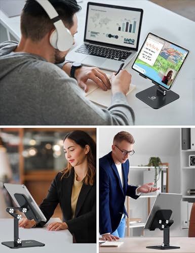 OCYCLONE iPad Stand for Desk - Adjustable Foldable Tablet Stand Holder for iPad Accessories Display Stand PC Office Accessories, Black