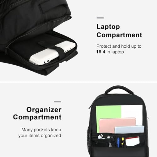 MATEIN Extra Large 45L Travel Backpack, Airline Approved 18 Inch Backpack | Shoe Compartment, Water Resistant, College Luggage Backpack, Casual Daypack, Overnight Weekender Travel Bag, Black - color: Black, size: XX-Large