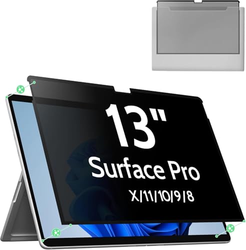 Privacy Screen Protector for Surface Pro 11/10/9/8/X -13 Inch, Anti Glare Filter, Anti Blue Light Film, Nano Removable Shield Microsoft Pro 9 Accessories, Reusable Cover Matte Bubble Free Guard - size: 13 Inch Nano Privacy Screen