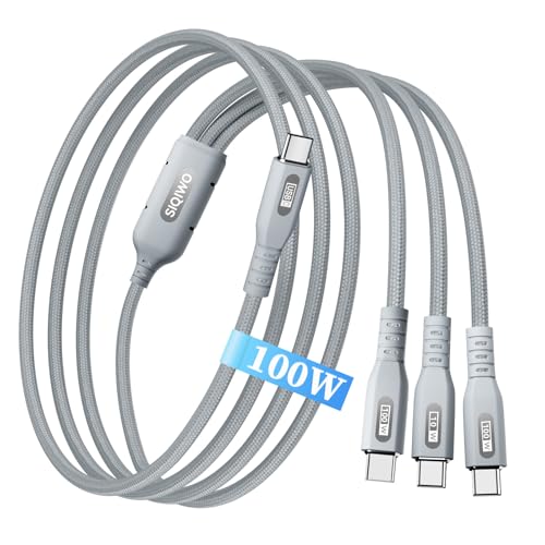 SIQIWO USB C to USB C 3 in 1 Multi Charging Cable, 100W Fast Charging Cord | 4ft PD 3.0 Multiple Charger Cord with 3 Type C Connectors for iPhone/ Samsung/ Tablet/ Laptop/ Power Bank/ PS5/ Switch-1 Pack