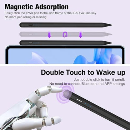 Stylus Pencil for iPad A16/11th Gen(2018-2026),2Pack Active iPad Pen Fast Charging Palm Rejection&Tilt Sensitivity Compatible iPad 11-6th,iPad Pro M5/12.9"/11",iPad Air M4/M3/M2/5/4/3,Mini 7/6/5-Black - color: Black, size: 2pack