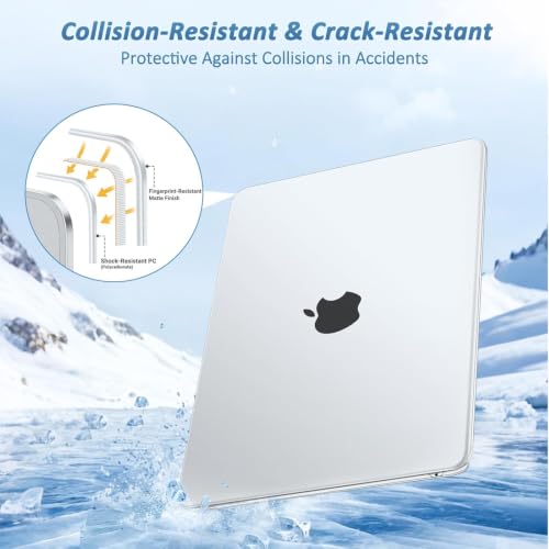 MOSISO Compatible with MacBook Air 15 inch Case M5 M4 M3 M2, Matte Clear | 4 in 1 Kit Seamlessly Closes Anti-Fingerprints Matte Hard Shell Cover for 2026-2023 A3448 A3241 A3114 A294 - color: Matte Clear