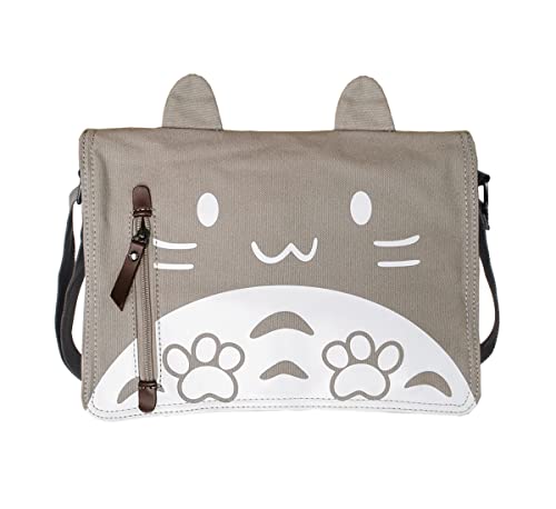 Canvas Cute Cat Kitty Messenger Bag Girls Crossbody Bag Shoulder Bag Cute Satchel School Bag - color: Gray