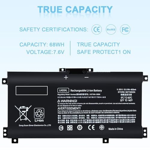 LK03XL Battery Compatible with HP Envy X360 Convertible Notebook 15m-cn0xxx 15m-cn0012dx 17m-ae0xx 15m-bp 17-ae1xx 15-bq2xx 17t-ce 15m-cn0011dx 15m-bp112dx LKO3XL 916814-855 L09281-855 - size: LK03XL