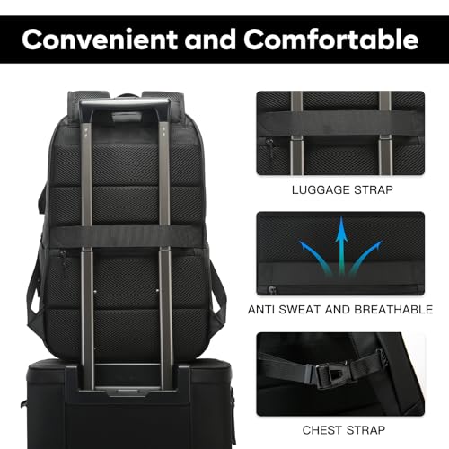 BANGE Business Smart Backpack for Men and Women，can holds 15.6 Inches Laptop Backpack, Waterproof Commute Work Travel Backpack, Flight Carry-On (black) - color: Black