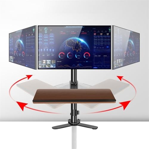 Monitor Stand Single Monitor Desk Mount with Keyboard Tray, Height adjustable Monitor Mount arm with C-Clamp Base for most 17"-40" Screens, Holds up to 29.7 lbs monitor stand desk arm(17"-27") - size: 17"-27"