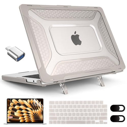 MEEgoodo Case for MacBook Air 15 inch 2026 2025 2024 2023, Case Fit Model (A3448/A3241/A3114/A2941) with M5/M4/M3/M2 Chip, Laptop Hard Shell with Heavy Duty Rugged Shockproof, Rock Stone - color: Rock Stone