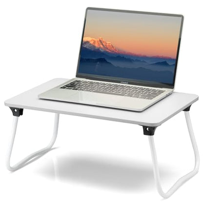 ZEAPTAC Laptop Bed Desk, Foldable Lap Desk, Portable Laptop Stand, Lightweight & Mini Table for Breakfast/Picnic/Drawing/Couch/Floor - White - color: White