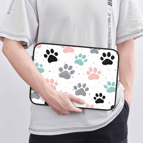 Laptop Sleeve Bag 15.4 15.6 Inch,Dog Paw Prints Colorful Dog Footprint Protective Polyester Computer Cases Laptop Cover Briefcase Bag Tablet Travel Cover - color: LPS-028
