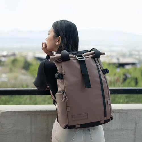 WANDRD PRVKE Rolltop 15L V4 Photography Bundle – Compact Travel Camera Backpack with Essential Camera Cube and Laptop Sleeve - color: Atacama Clay, size: 15L (Photography Bundle), style: Rolltop