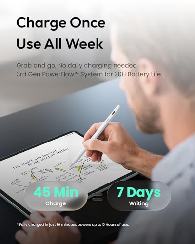 Metapen Pencil Air8 Pro for iPad 2018-2026, Ultra-Quiet, 2X Fast Charging, Palm Rejection Stylus Pen for iPad a16/11/10/9/8/7/6th Gen, Pro 12.9/11/13-inch M4, Air 3/4/5/M2/M3/M4, Mini 5/6th - style: Air8 Pro