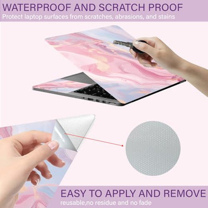 CREATCABIN Pink Marble Laptop Skin Sticker Decal Netbook Skin Sticker Notebook Art Decal 12" 13" 13.3" 14" 15" 15.4" 15.6 Inch Laptop Protector Cover Waterproof Scratchproof Removable Easy to Apply - style: Pink marble