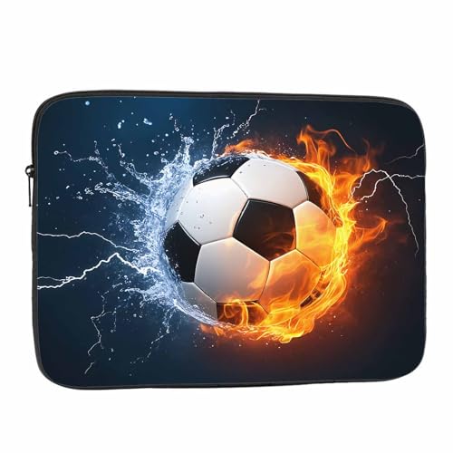 Laptop Sleeve Bag 15.4 15.6 Inch,Soccer Ball in Fire and Water Football Protective Polyester Computer Cases Laptop Cover Briefcase Bag Tablet Travel Cover - color: LPS-022