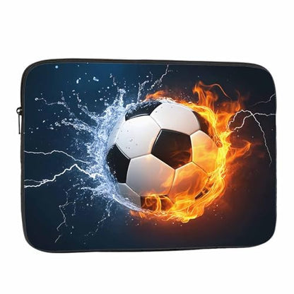 Laptop Sleeve Bag 15.4 15.6 Inch,Soccer Ball in Fire and Water Football Protective Polyester Computer Cases Laptop Cover Briefcase Bag Tablet Travel Cover - color: LPS-022