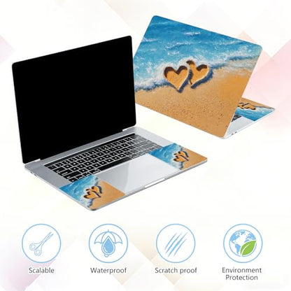 Laptop Skin Sticker Decal 15-15.6 Inch with Cute Mouse Pad, Universal Reusable Vinyl Sticker for 12.1 13 13.3 14 15.4 Inch Netbook and Notebook PC, Beach Love - color: Beach Love