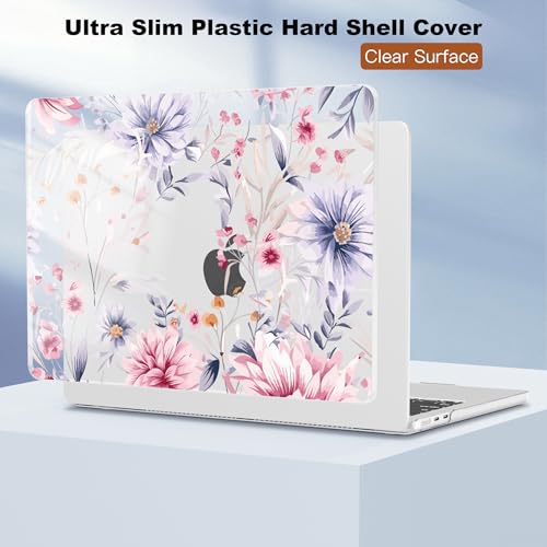 CISSOOK Compatible with MacBook Air 13 inch Case A3449 A3240 A3113 A2681 | 2026 2025 2024 2023 2022, 5in1 Set Hard Shell Case Keyboard Cover for MacBook Air 13 inch M2 M3 M4 M5, Flowers Watercolor - color: Air13.6inch-Flowers watercolor