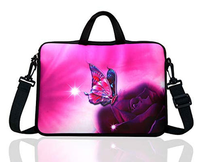 15.6-Inch Laptop Shoulder Bag Case Sleeve For 14 15" 15.6 Inch HP/Dell/Lenovo Pink Butterfly - color: Pink Butterfly