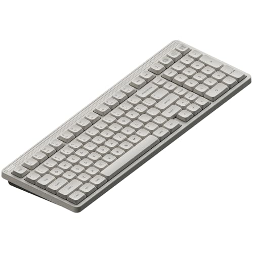 NuPhy Node100 Wireless Mechanical Keyboard, Hot Swappable Custom Low Profile Keyboard, 103 Keys Computer Gaming Keyboards, Supports Touch Gestures, PBT Keycaps, RGB Backlit, Bluetooth/2.4GHz/USB-C - color: White, size: Low-profile Brown Nano Switch