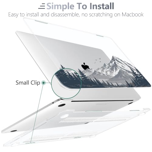 Batianda AstroGrid Case for MacBook Pro 13 inch 2020 2022, Misty Mountain | Fits Model A2338 M2 M1 A2251 A2289,1.2mm Slim Lightweight Hard Shell Cover, Scratch Resistant,4-in-1 Accessories Bundle - color: Misty Mountain