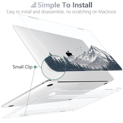 Batianda AstroGrid Case for MacBook Pro 13 inch 2020 2022, Misty Mountain | Fits Model A2338 M2 M1 A2251 A2289,1.2mm Slim Lightweight Hard Shell Cover, Scratch Resistant,4-in-1 Accessories Bundle - color: Misty Mountain