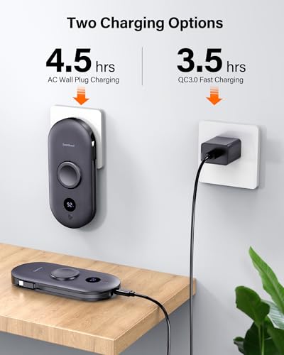 Portable Charger for Samsung Watch Ultra 2/8/7/6/5, 10000mAh Power Bank | Built-in Cables and AC Wall Plug, Travel Battery Pack for iPhones and Samsung Phones, SwanScout 302S