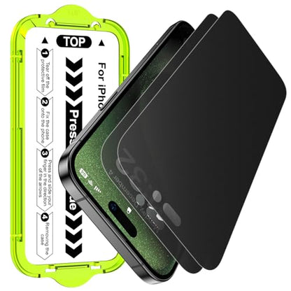 Esanik 2 Pack for iPhone 15 Pro Matte Privacy Glass Screen Protector Anti-Glare & Anti-Spy,Anti-Reflection, Smooth as Silk, Military-Grade 9H Hardness,Flawless Fit Tray