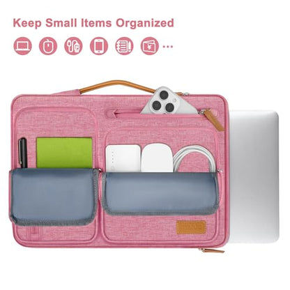 MOSISO 360 Protective Laptop Case 13.3 inch, 13-13.3 inch Laptop Sleeve | Compatible with MacBook Air/Pro 13 / Pro 14,HP Dell Acer ASUS, Side Open Carrying Case with 4 Zipper Pockets, Dusty Rose - color: Dusty Rose, size: 13.3 inch
