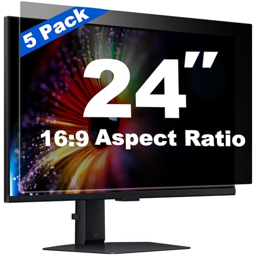 [5 Pack] 24 Inch Computer Privacy Screen for 16:9 Aspect Ratio Widescreen Monitor, Eye Protection Anti Glare Blue Light Filter Shield, Removable Anti-Scratch Anti Spy Protector - color: 24 Inch (Diagonal) - 16:9 Aspect Ratio, style: 5 PACK