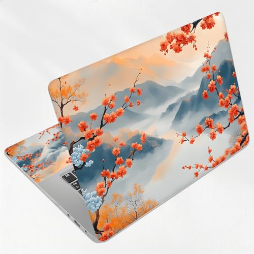 Japanese Zen Landscape Cherry Blossoms Universal Laptop Skin Sticker 3PCS,Protective Decal Trim-to-Fit 11.6" 13.3" 14" 15.6" Laptop Vinyl Cover,Removable Anti-Scratch Computer Decal Protector - color: Japanese Zen Landscape Cherry Blossoms