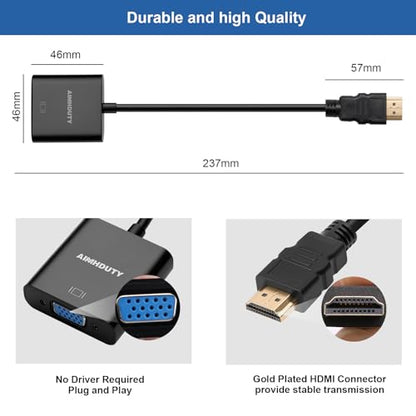 HDMI to VGA Adapter, 3-Pack HDMI Male to VGA Female Converter for Xbox, Computer, Desktop, Laptop, PC, Monitor, Projector, HDTV, Chromebook, Raspberry Pi, Roku and More
