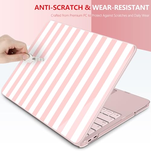 Batianda Case for MacBook Neo 13 Inch 2026 Model A3404, Pink Stripe | 4-in-1 Laptop Accessories Bundle with Pink Stripe Design, Ultra Slim Hard Shell for Girls, Students and Preppy Style Users - color: Pink Stripes