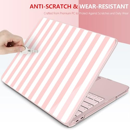 Batianda Case for MacBook Neo 13 Inch 2026 Model A3404, Pink Stripe | 4-in-1 Laptop Accessories Bundle with Pink Stripe Design, Ultra Slim Hard Shell for Girls, Students and Preppy Style Users - color: Pink Stripes