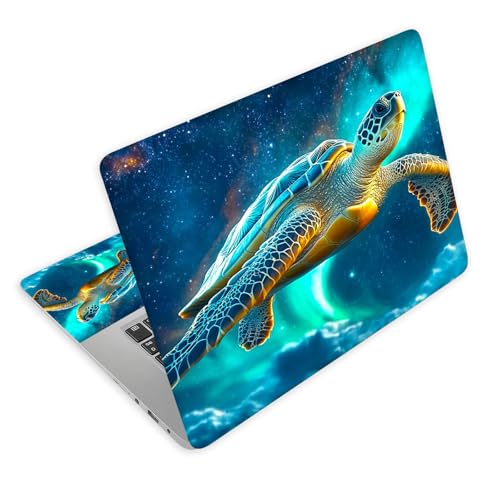 Universal Laptop Skin Decal, 3-Piece Vinyl Protector for 12 13 14 15.6" Notebook, Waterproof Anti-Scratch, Easy Trim & Bubble-Free Finish, Sea Turtle Soaring in Cosmic Sky - color: Sea Turtle Soaring in Cosmic Sky