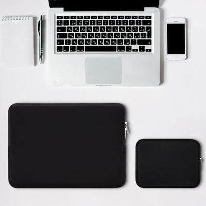 RAINYEAR Laptop Sleeve Case Compatible with 13.3 Inch Notebook Computer Tablet Chromebook 14" MacBook Pro/Max M1 M2 M3 M4 M5 Soft Carrying Bag Zipper Protective Cover with Accessories Pouch(Black) - color: Black, size: 13"-13.3"