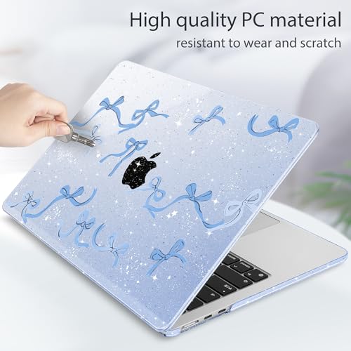 Tuiklol for MacBook Air 13 inch Case M5 2026 M4 2025 M3 2024 M2 2022 Release Model A3449 A3240 A3113 A2681,Plastic Hard Shell Cover for MacBook Air 13.6 with Touch ID, Blue Bow - color: Blue bow