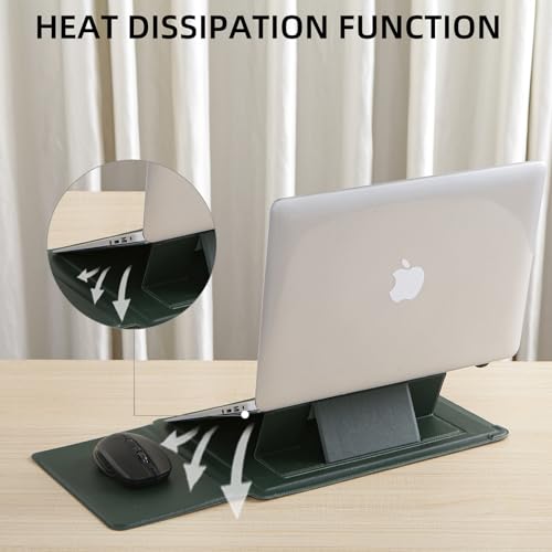13 Inch Multifunctional Laptop Sleeve Case with Stand Soft Slim Cover for MacBook Pro/Air/ThinkPad X1/Dell XPS/Lenovo Yoga/HP Pavilion/ASUS Zenbook/LG gram/Chromebook 12.5" 13.3" Screen - color: Dark Green, size: 13-13.3 Inch