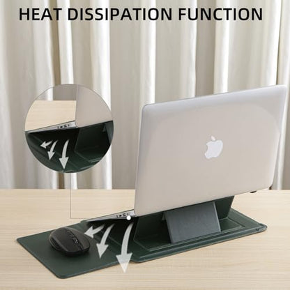 13 Inch Multifunctional Laptop Sleeve Case with Stand Soft Slim Cover for MacBook Pro/Air/ThinkPad X1/Dell XPS/Lenovo Yoga/HP Pavilion/ASUS Zenbook/LG gram/Chromebook 12.5" 13.3" Screen - color: Dark Green, size: 13-13.3 Inch
