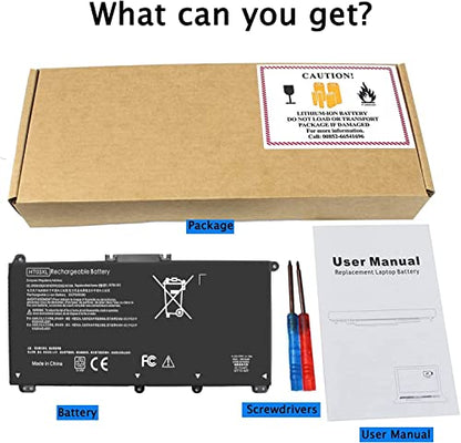 HT03XL Battery for HP Laptop Battery L11119-855 HP Battery for HP 17-by 17-CA 15-DA 15-DB 15-DW 15-CS 15-DY 14-CE 14-CF 14-DF 14-DH 14-DQ 15-CS0053CL 15-DW0033NR 15-DA0014DX 17-BY0061ST HT03041XL - size: 7.35 x 3.5 x 0.25 inches HTO3XL BATTERY