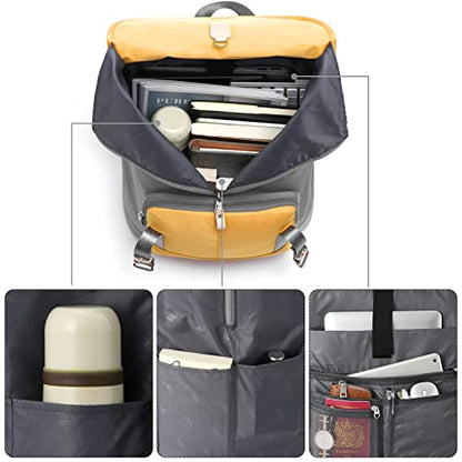 YAMTION 17" Laptop Backpack for Girls & Boys Teens, College Bookbag High School Backpack with USB Charging Port for Women & Men - color: Yellowgrey